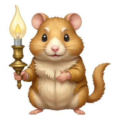 old Hamster holding oil lighting lamp sticker