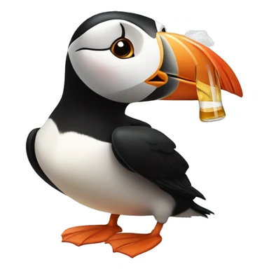 Puffin drinking beer sticker