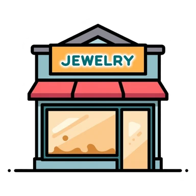 Jewelry shop building with sign sticker
