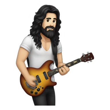 long dark haired rocker guy with full beard sticker