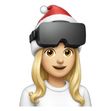 Christmas girl holding vr headset sticker