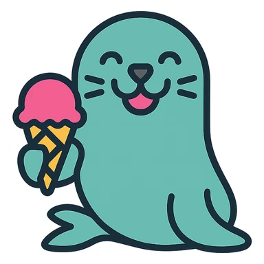 happy seal eating ice cream sticker