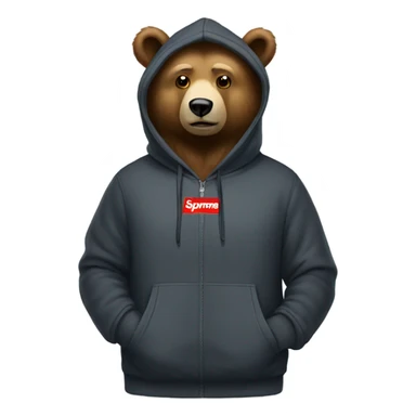 Bear wearing a supreme hoodie sticker
