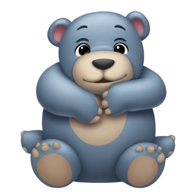 teddy bear hugging a baby hippo sticker
