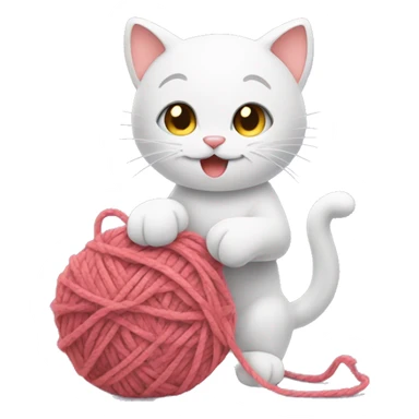 Kitty playing with yarn sticker