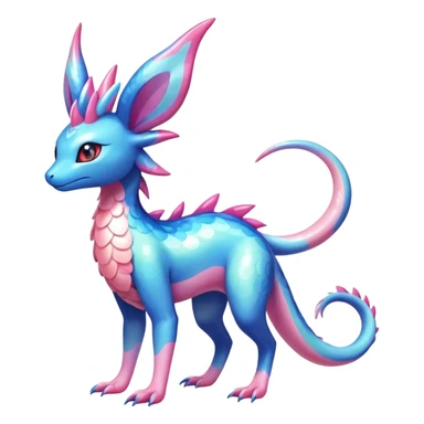 Colorful Shiny Exotic Amaura-Salandit-Aurorus-Sylveon-Fakémon-hybrid-creature (full body)  sticker
