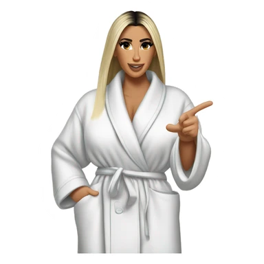 Kim kardashian perfect bathrobe behind pointing finger forward sticker