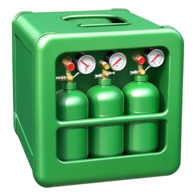 a box with green gas bottles sticker