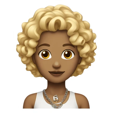 blonde girl curly hair with cross necklace sticker