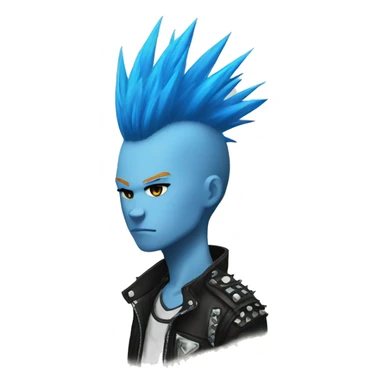 punk, blue mohawk, anime sticker