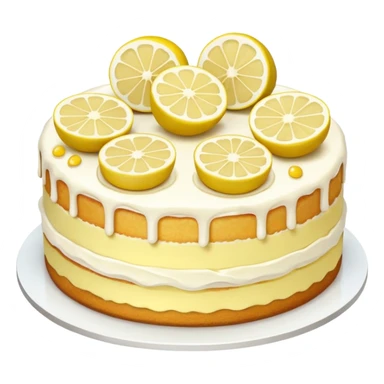 A lemon cake with a white cream filling and decorated with two or three lemon slices on top. sticker