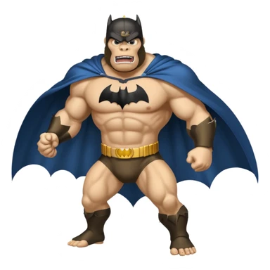 king kong with a batman uniform and cape sticker