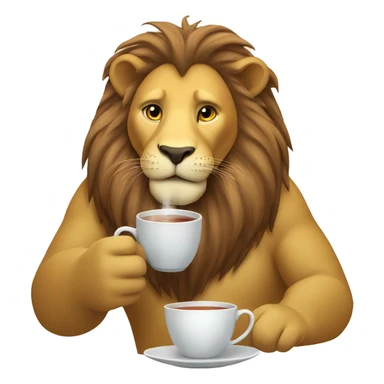 Lion drinking tea sticker
