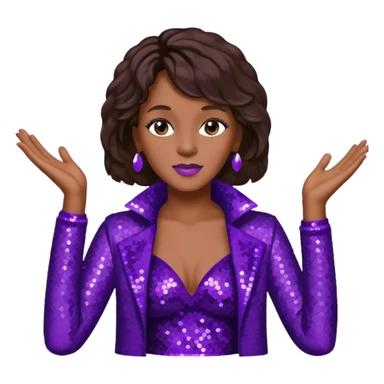 Whitney Houston with dark brown hair, dark purple sequin outfit sticker