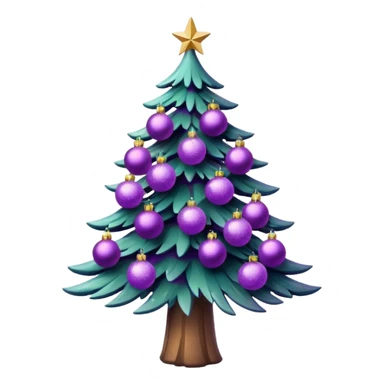 pine with purplke christmas decorations sticker