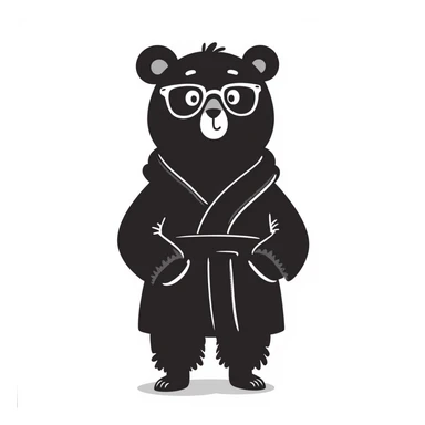 A bear wearing glasses and a bathrobe sticker