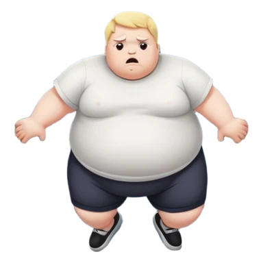 A fat person jumping out of a window and he is sad sticker