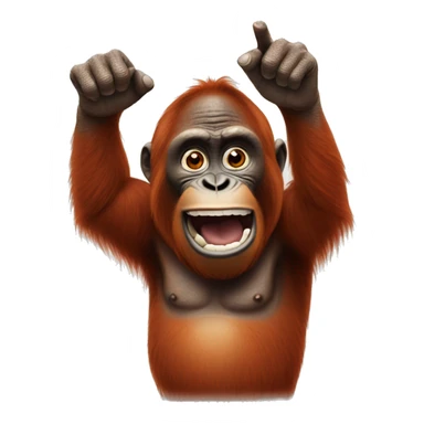 realistic orangutan pointing finger  sticker