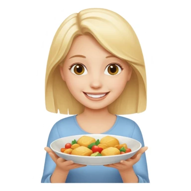 generate an emoji a blond girl holding a dish  sticker