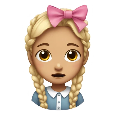 crying girl with pink bow  sticker