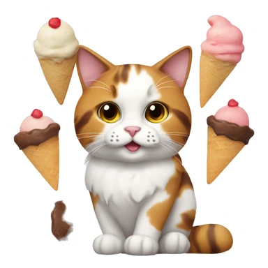 calico cat with icecream  sticker
