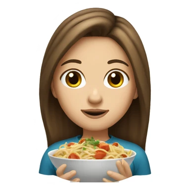 Brunette hair white girl with brown eyes eating spaghetti  sticker