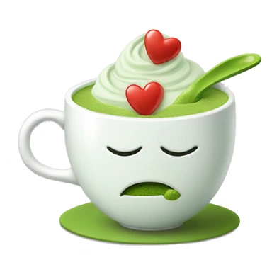 matcha in a white cup with a kiss on top sticker
