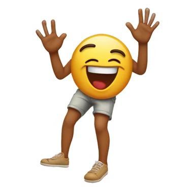 Emoji with heart eyes smiling and kicking feet with hands on face sticker