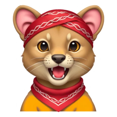 Fossa animal with a red bandana on its head screams sticker