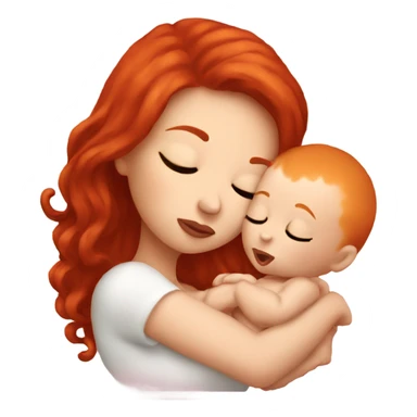 Red head kissing baby sticker
