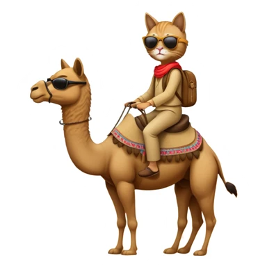 Cat in sunglasses riding a camel sticker