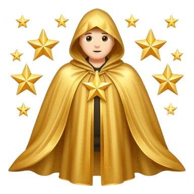 a fantasy  magic, gold color with star pattern cloak sticker