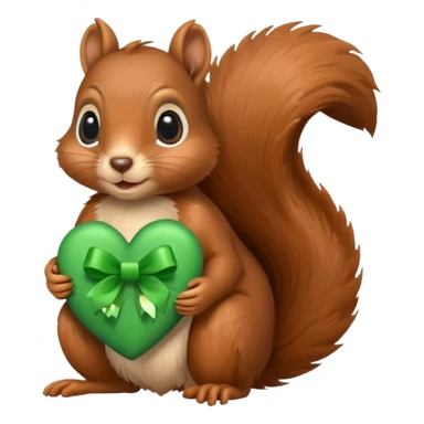 Squirrel in a heart with a green ribbon sticker