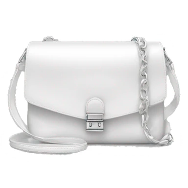 all white silky shoulder bag, with white strap sticker