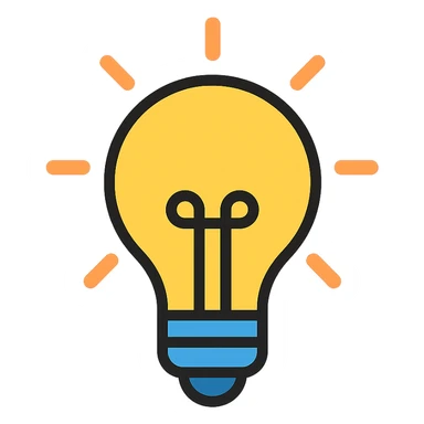 bulb icon with color accents and clean design sticker