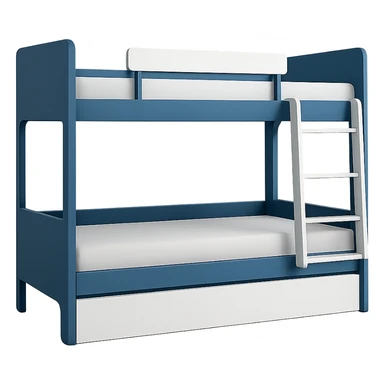 Remove the background from the image. Keep the modern bunk bed mostly blue with white accents, sleek and contemporary style. No background should remain. sticker