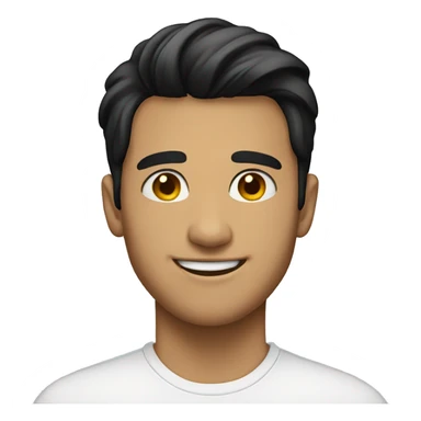 23 year old man. With black hair, smiling,  sticker