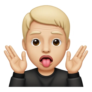 tongue sticking out emoji with rock and roll hands on each side of face sticker