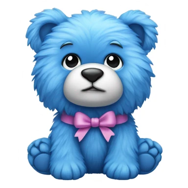 blue fur teddy with bow sticker