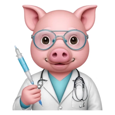 Pig doctor with mask and syringe.














 sticker