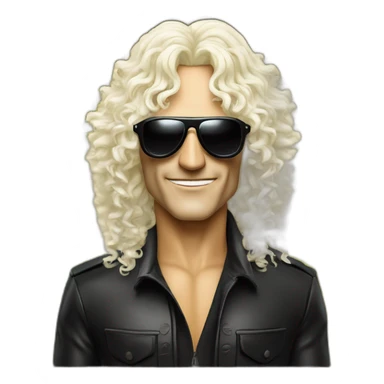 michel polnareff with white sunglasses and long curly blond hairs sticker