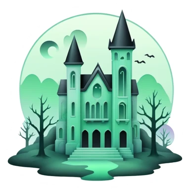 Ghostly Pastel Black Green White Spectral Gloomy Dusky Dystopian Apocalyptic Aesthetic Scenery Deco sticker