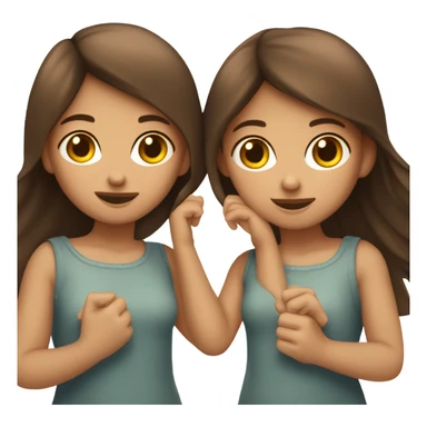 2 filles aux cheveux bruns faisant ensemble un coeur avec leurs mains sticker