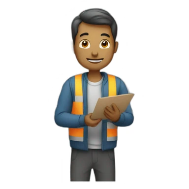 a man counting stock in a warehouse sticker