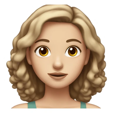 a white girl with shoulder length brown hair, brown eyes, small rosy lips sticker