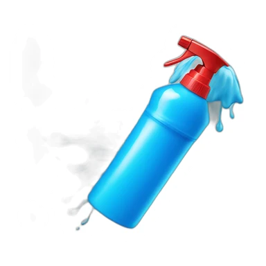 Blue cleaning spray from letter P sticker