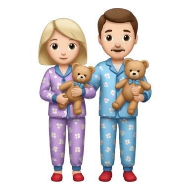 ma and pa kettle wearing pajamas and holding teddy bears sticker