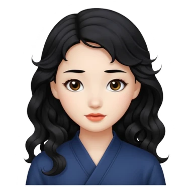 Beautiful girl,Black hair,wavy hair，long hair,Black eyes,Chinese sticker