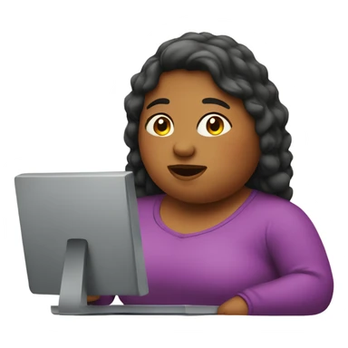 Fat girl at computer sticker