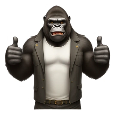 Full body gorilla with human face two thumbs up sticker